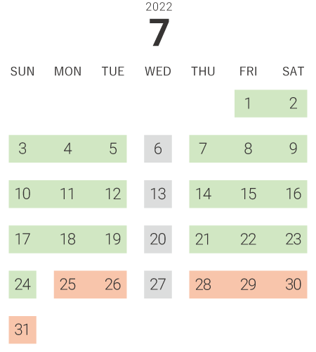 2022/7 schedule