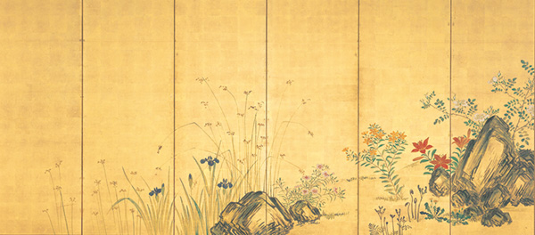 勝部如春斎《四季草花図》（右隻）1764（明和元）-1784（天明元）年